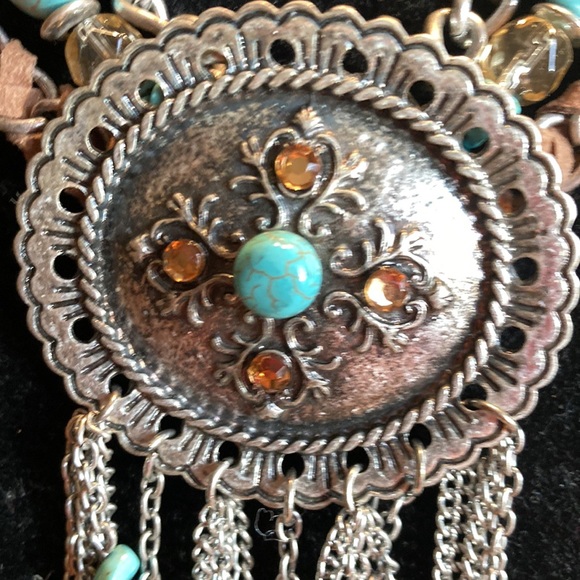 South Western Silver and Turquoise Necklace - Picture 3 of 8